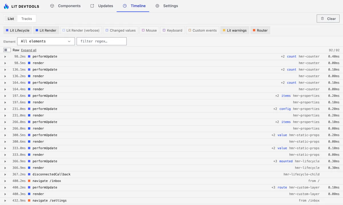 An exported snapshot opened as a static page: the same timeline, read-only.