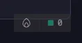 The HMR indicator at rest in the corner of the page: a flame icon, a dot and a zero.