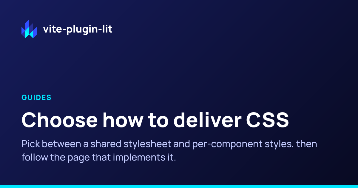 Choose how to deliver CSS | vite-plugin-lit